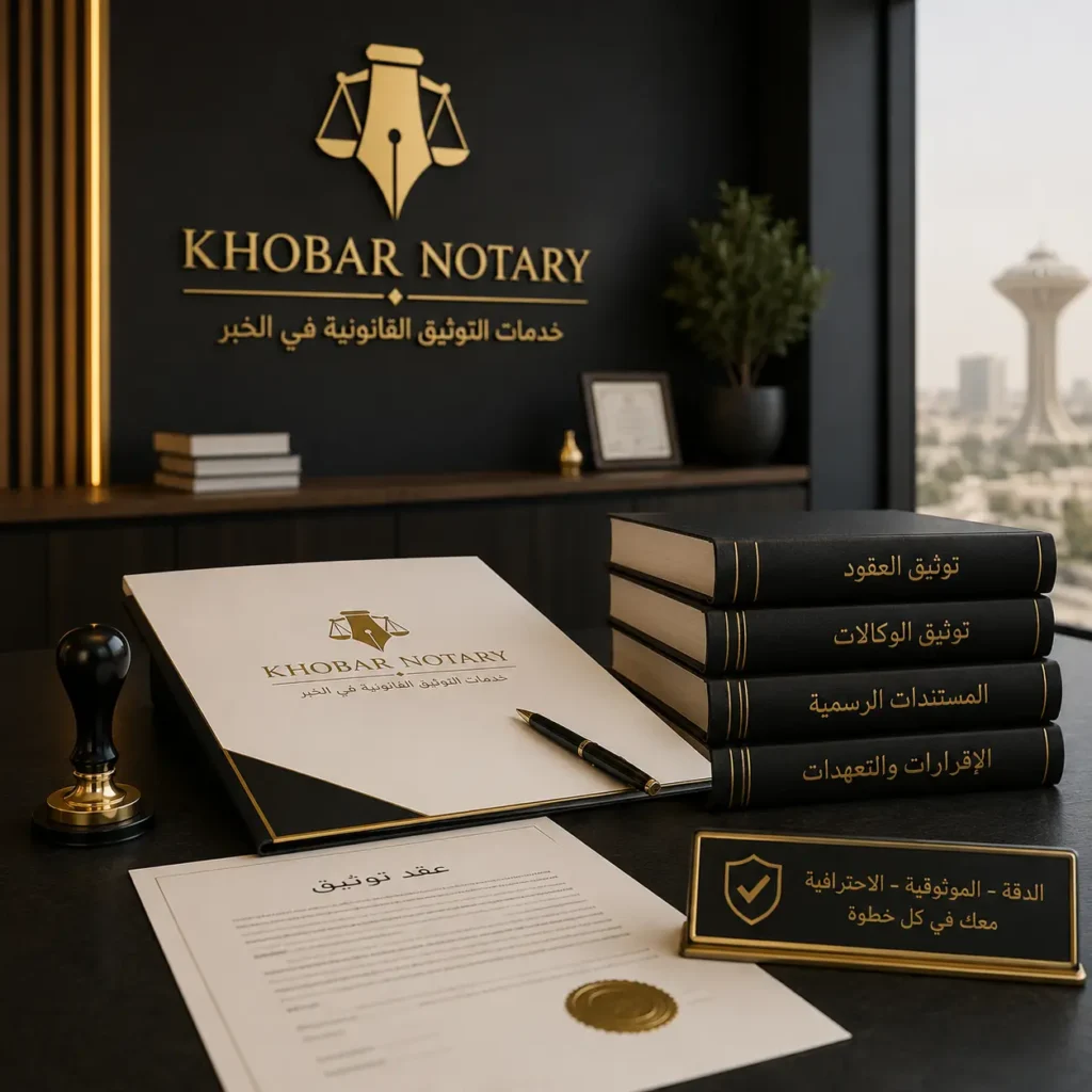 خدمات التوثيق في الخبر من Khobar Notary للعقود والمستندات الرسمية والوكالات القانونية