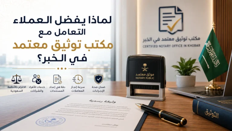 مكتب توثيق معتمد في الخبر يقدم خدمات التوثيق القانونية للأفراد والشركات | Khobar Notary