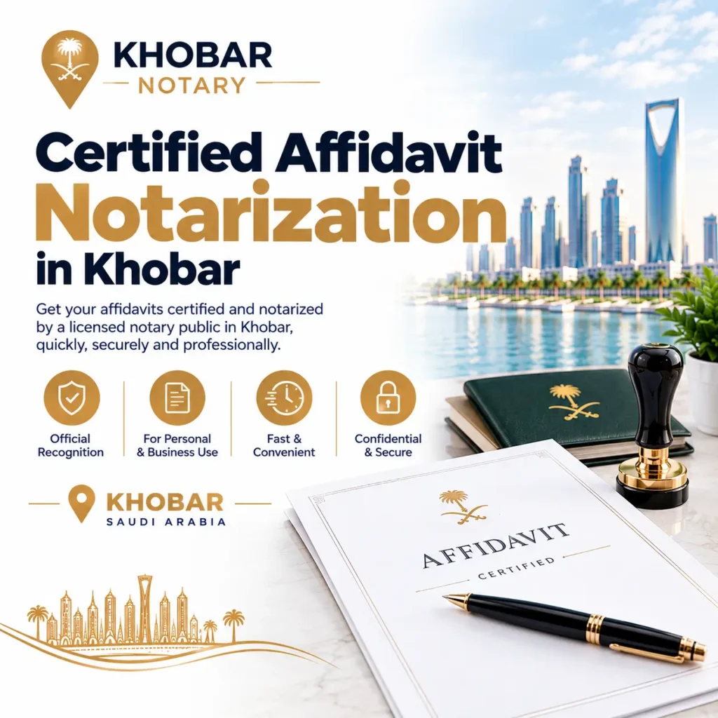 Certified affidavit and sworn declaration notarization services in Khobar
